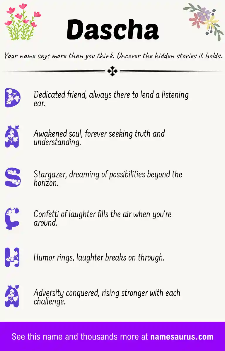 Acrostic poem about Dascha.