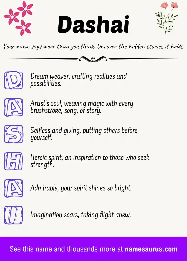 Acrostic poem about Dashai.