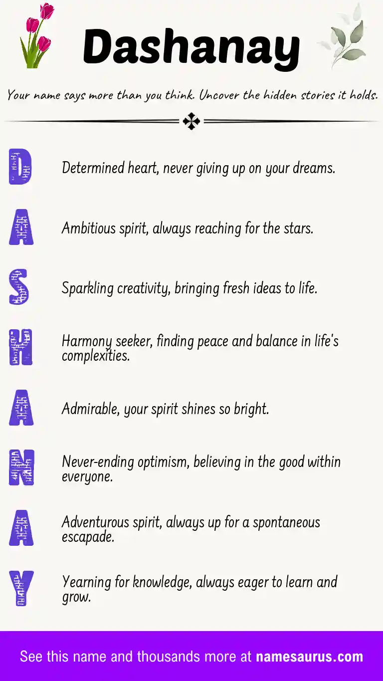 Acrostic poem about Dashanay.