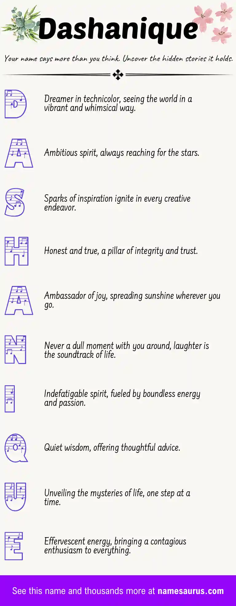 Acrostic poem about Dashanique.