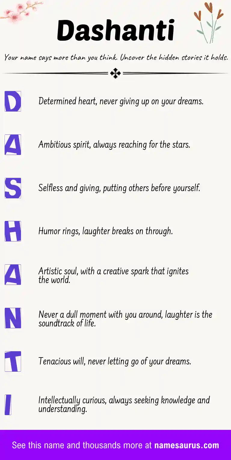 Acrostic poem about Dashanti.
