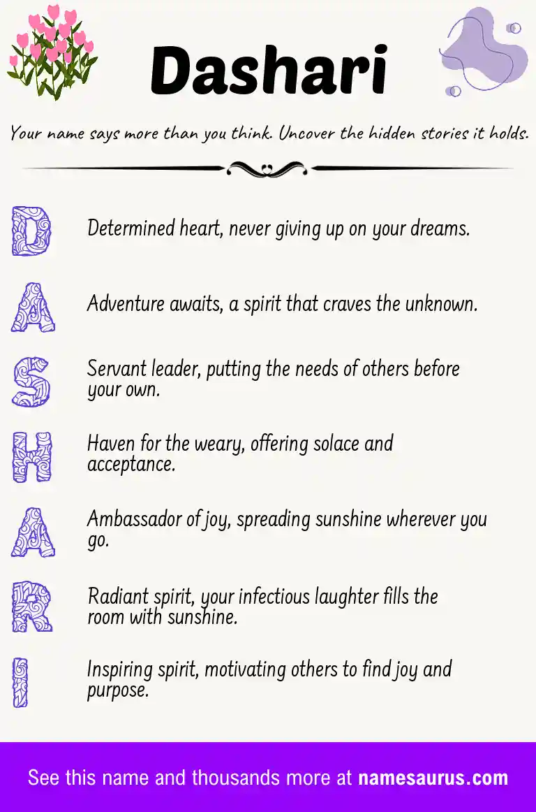 Acrostic poem about Dashari.