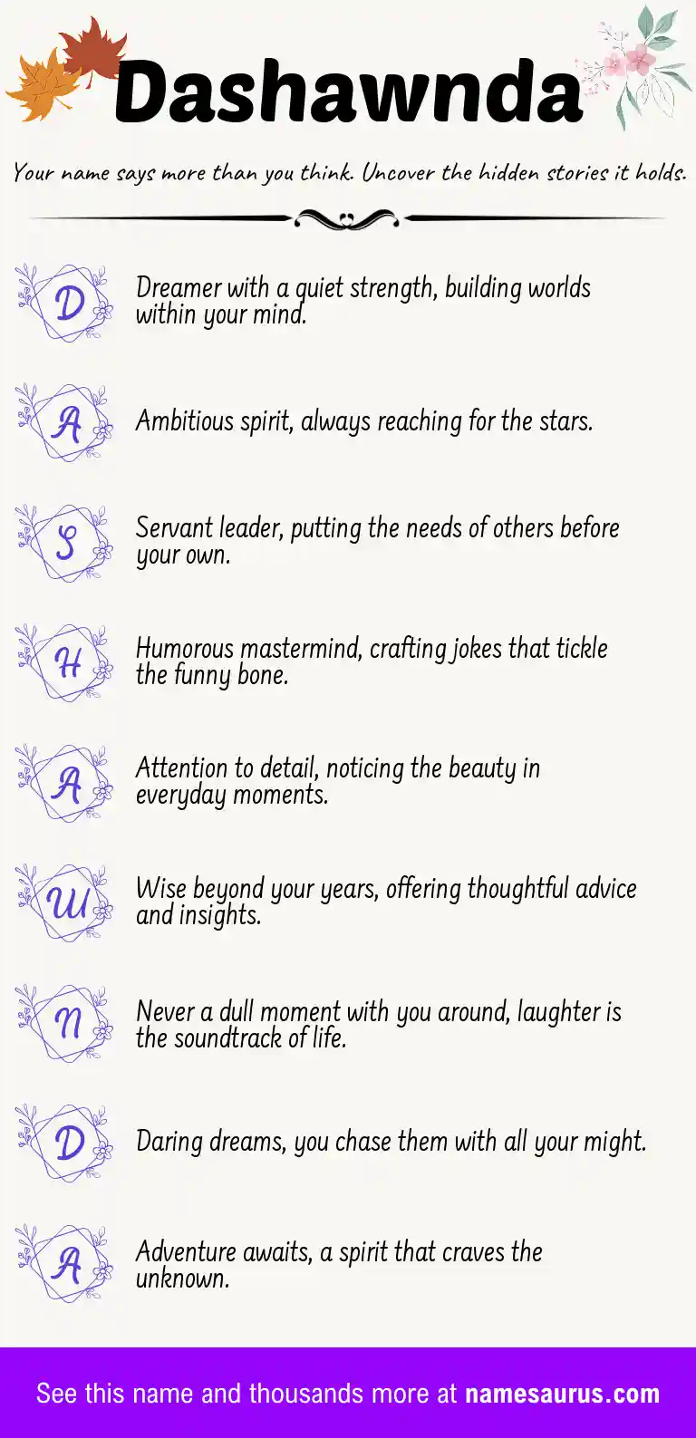 Acrostic poem about Dashawnda.