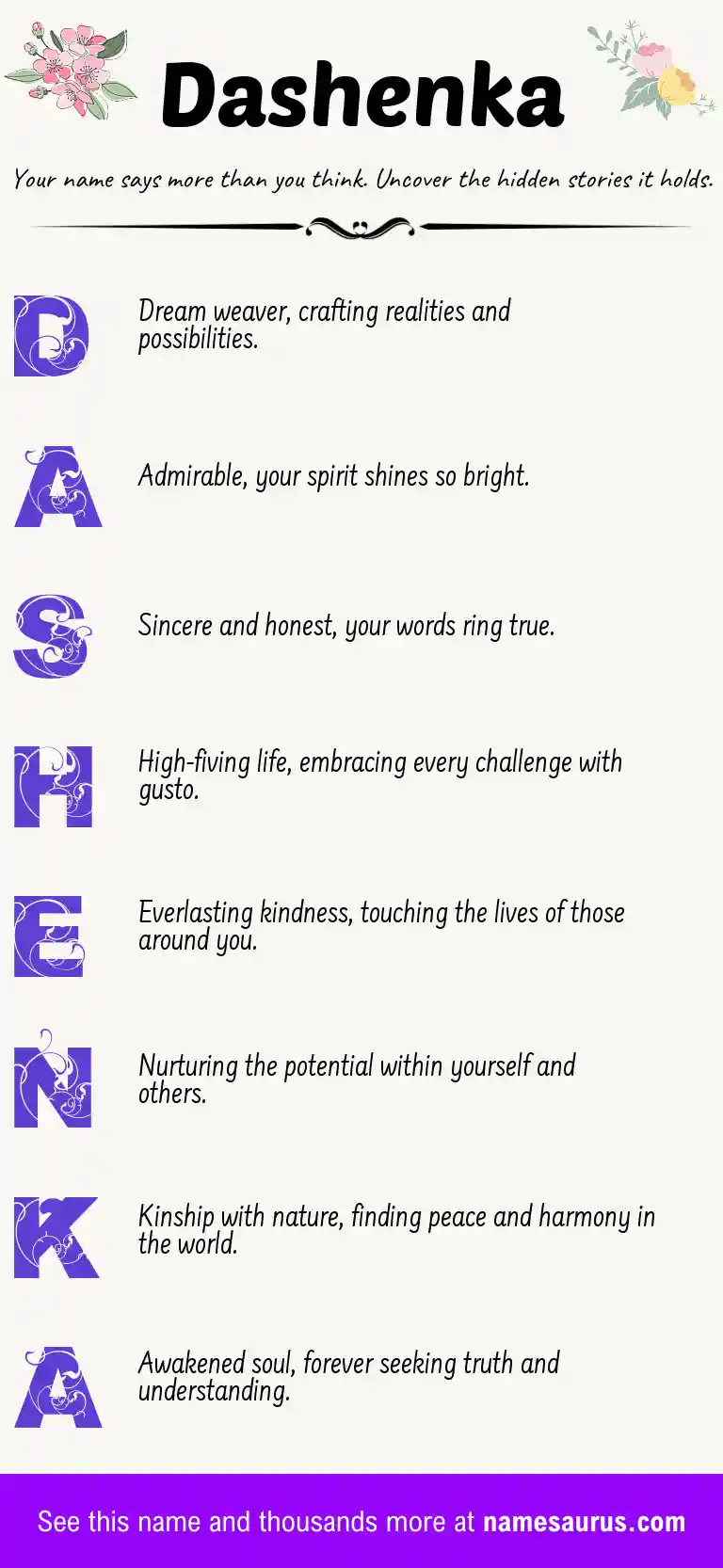 Acrostic poem about Dashenka.