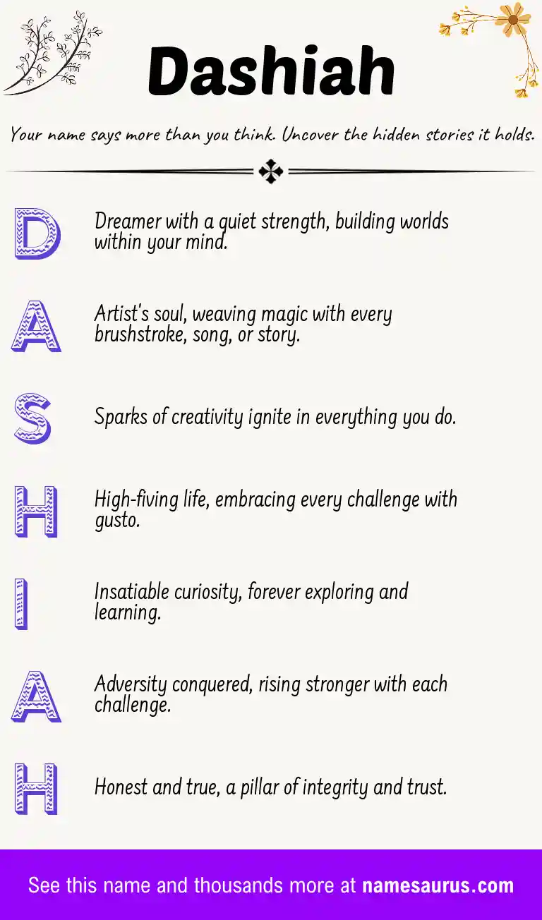 Acrostic poem about Dashiah.