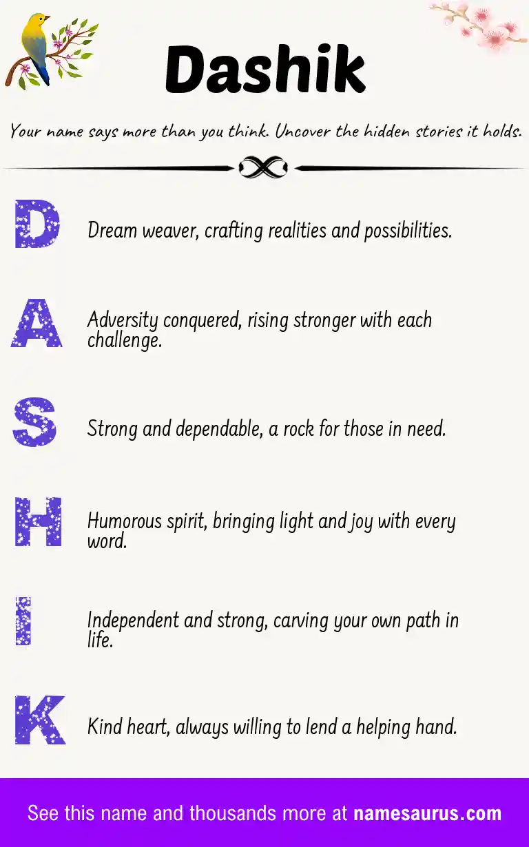 Acrostic poem about Dashik.