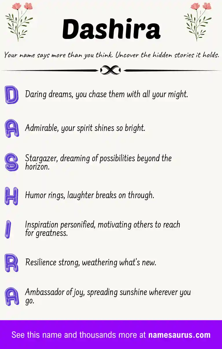 Acrostic poem about Dashira.