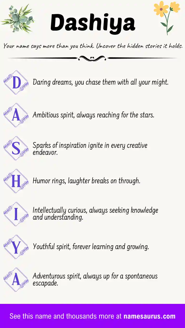 Acrostic poem about Dashiya.