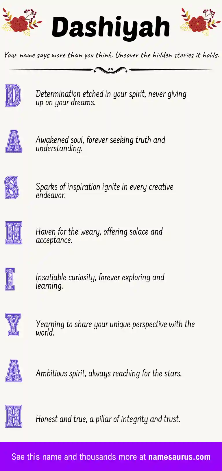 Acrostic poem about Dashiyah.