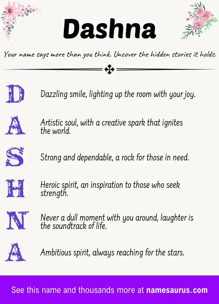 Acrostic poem about Dashna.