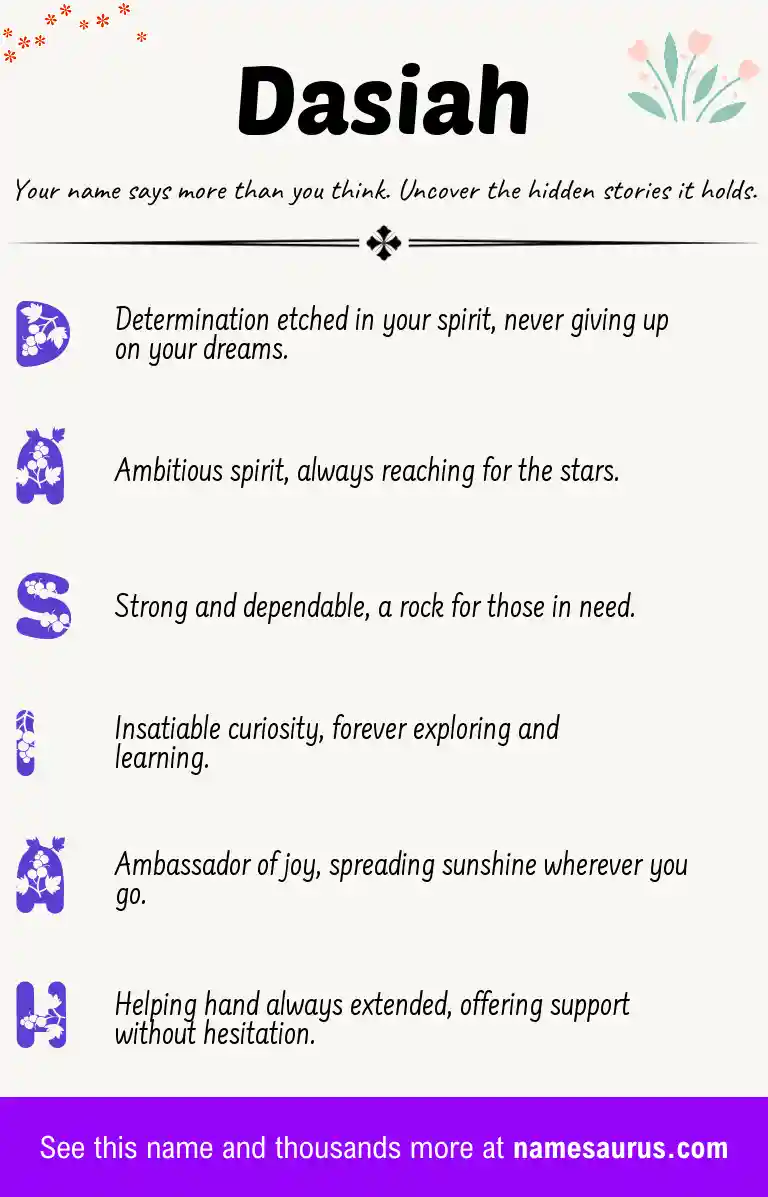 Acrostic poem about Dasiah.