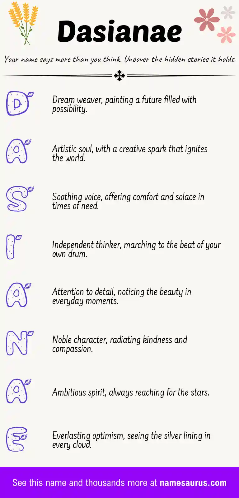 Acrostic poem about Dasianae.