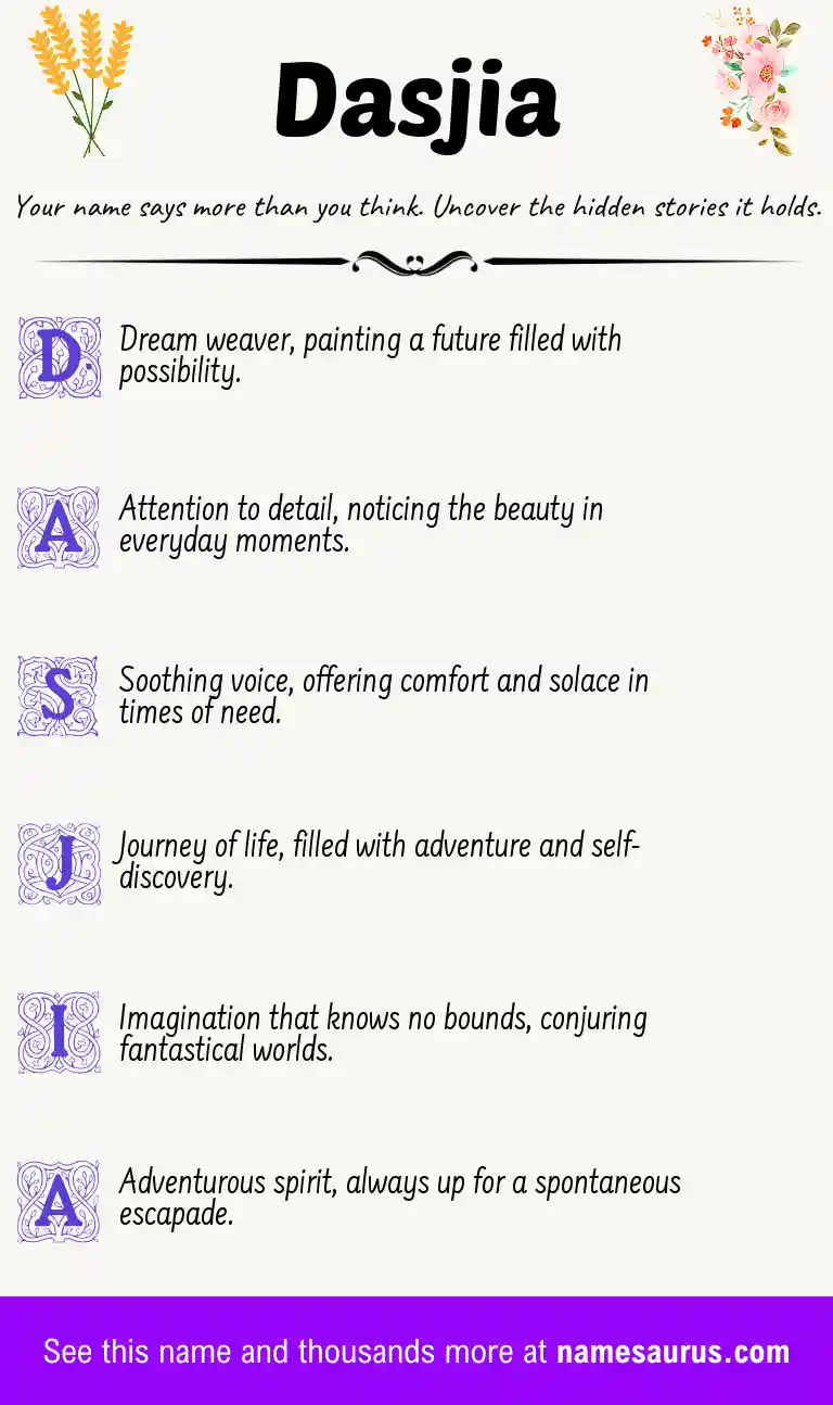 Acrostic poem about Dasjia.