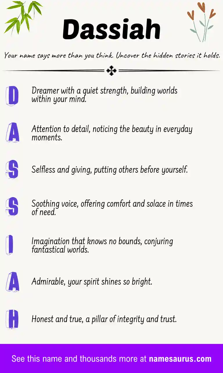 Acrostic poem about Dassiah.