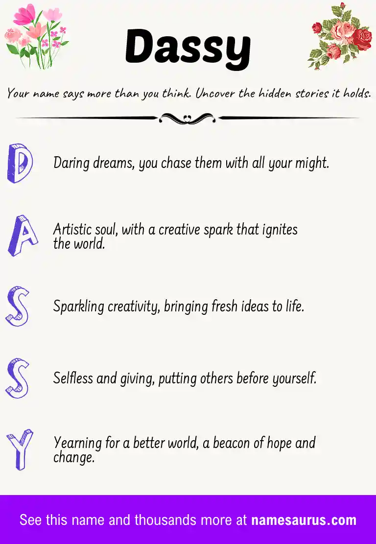 Acrostic poem about Dassy.