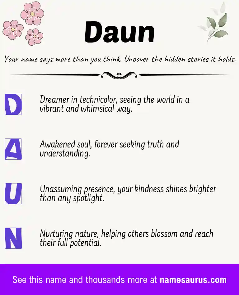 Acrostic poem about Daun.