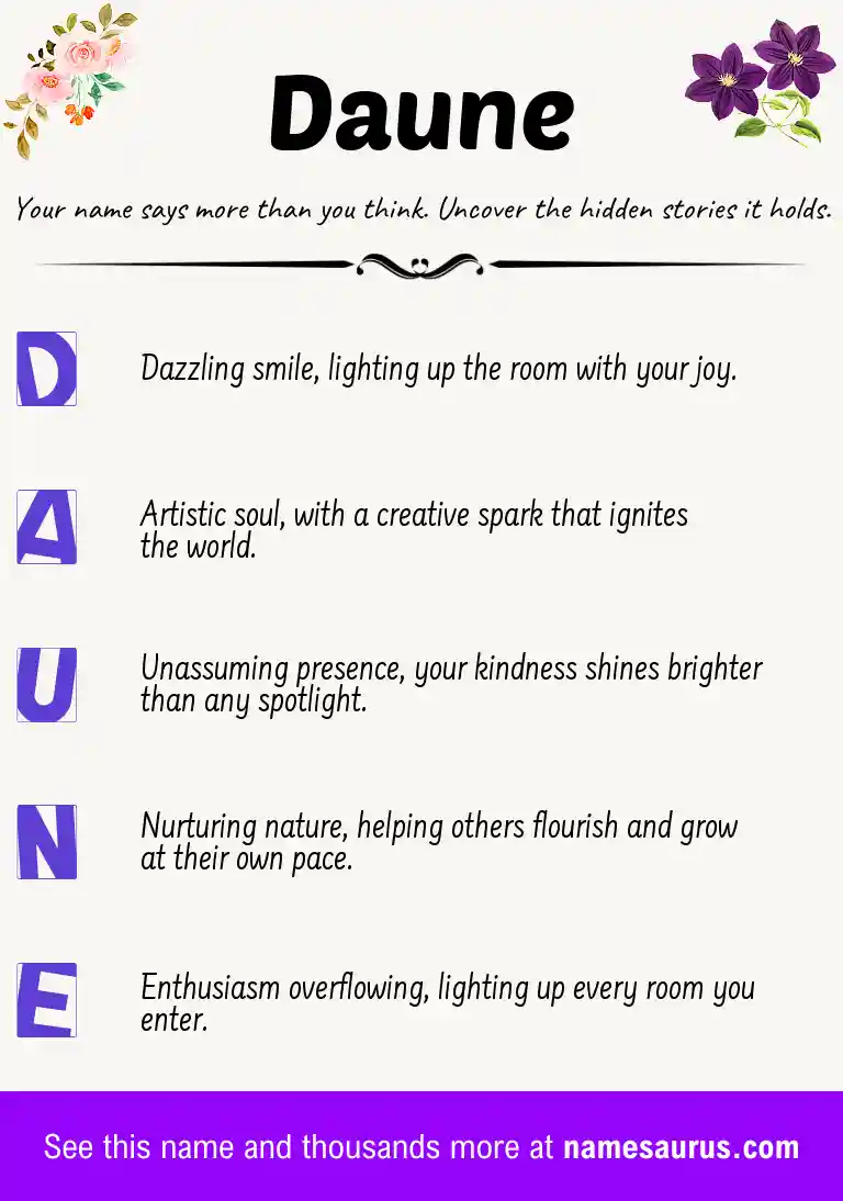 Acrostic poem about Daune.