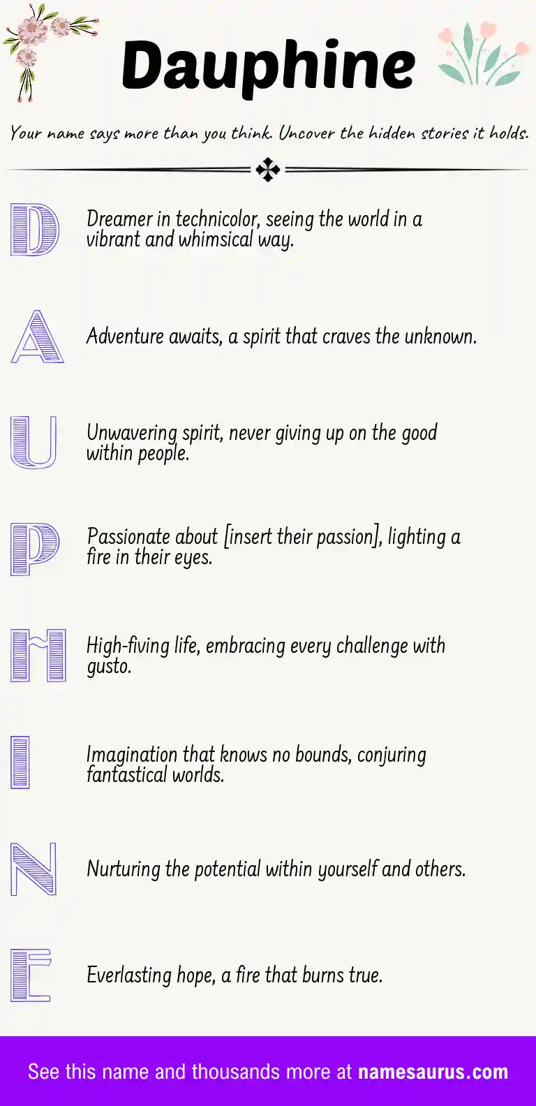 Acrostic poem about Dauphine.