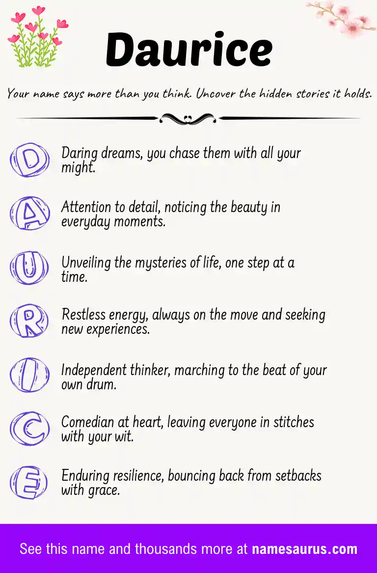 Acrostic poem about Daurice.