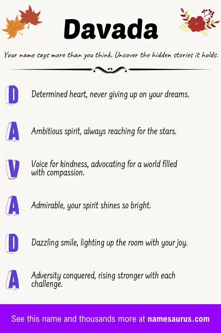 Acrostic poem about Davada.