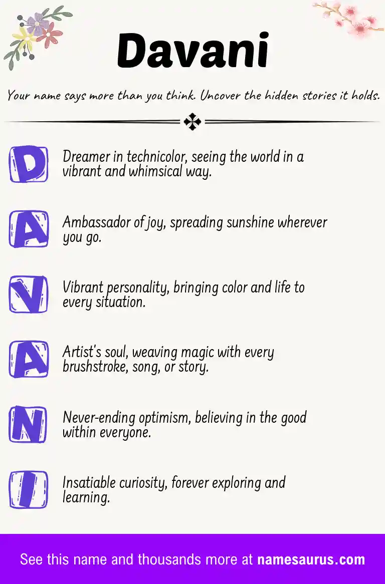 Acrostic poem about Davani.