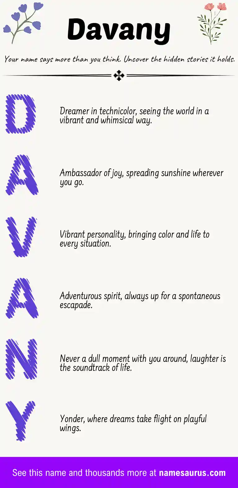 Acrostic poem about Davany.