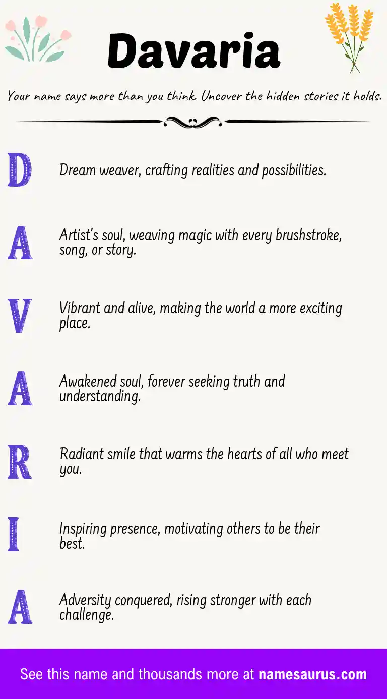 Acrostic poem about Davaria.