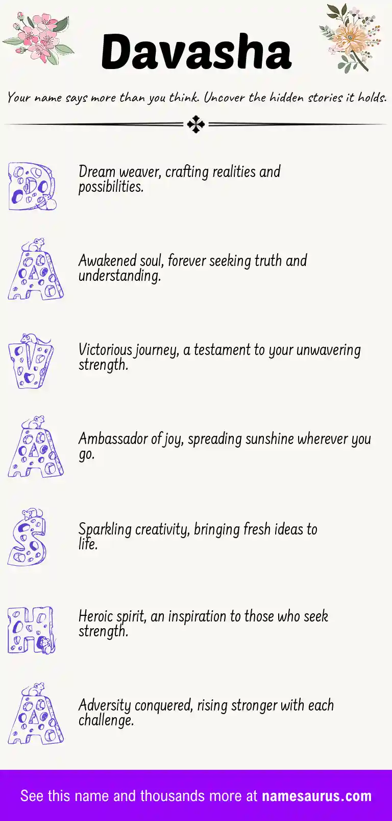 Acrostic poem about Davasha.