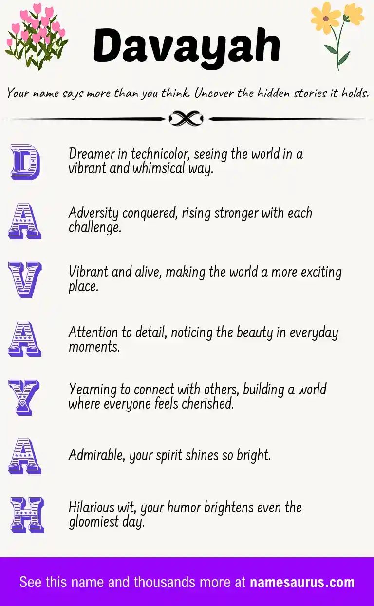 Acrostic poem about Davayah.