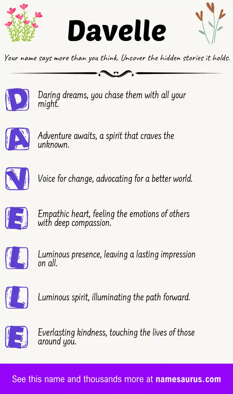 Acrostic poem about Davelle.