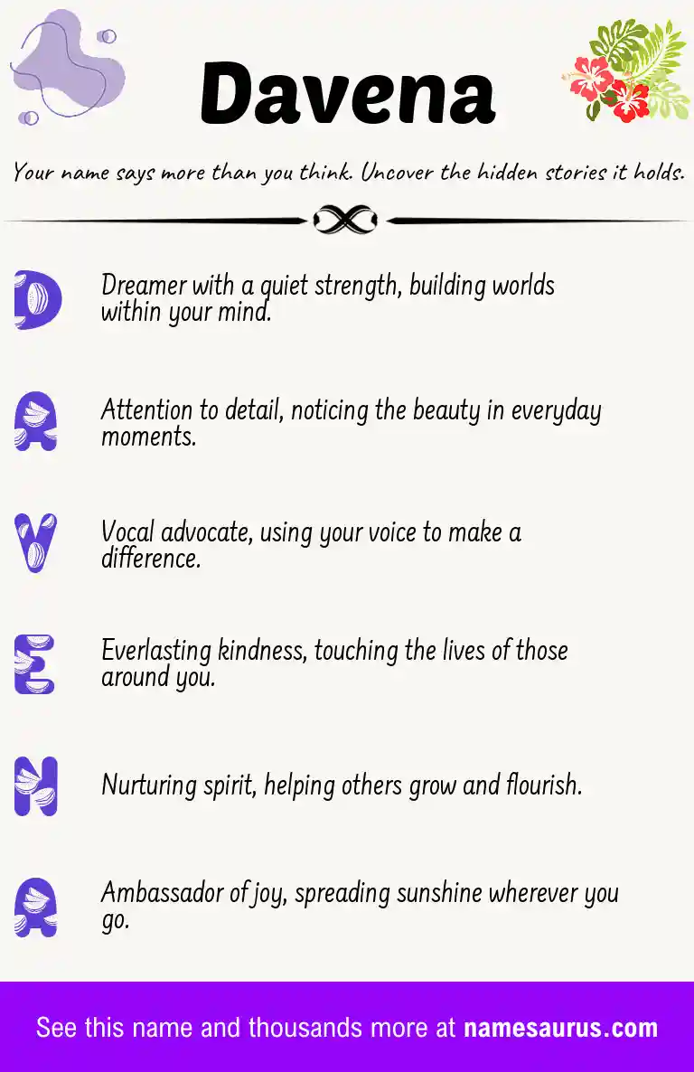 Acrostic poem about Davena.