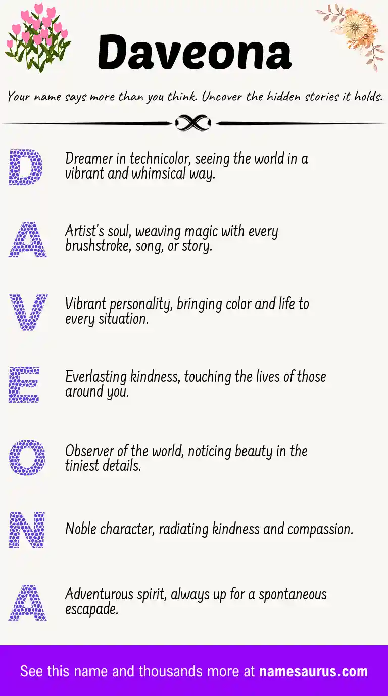 Acrostic poem about Daveona.