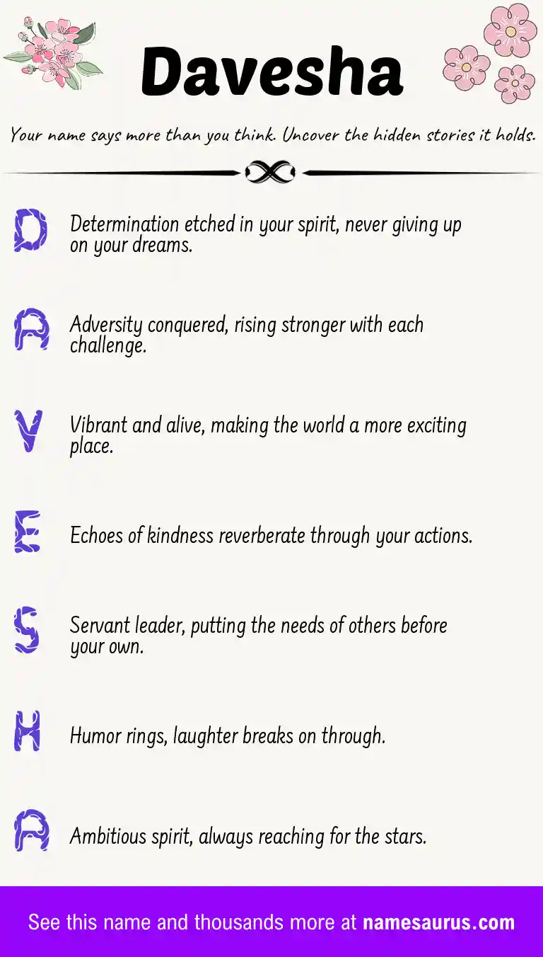 Acrostic poem about Davesha.