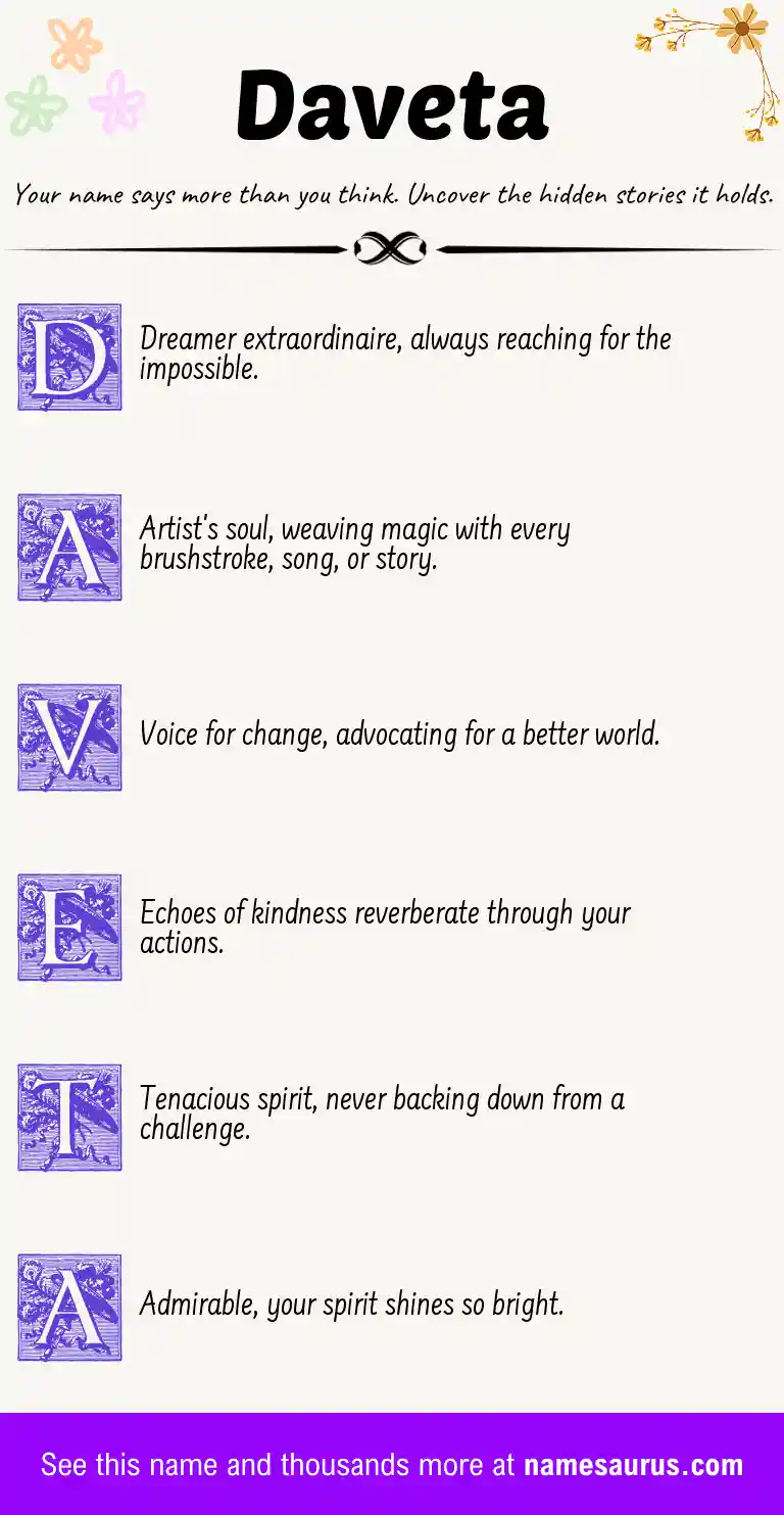 Acrostic poem about Daveta.