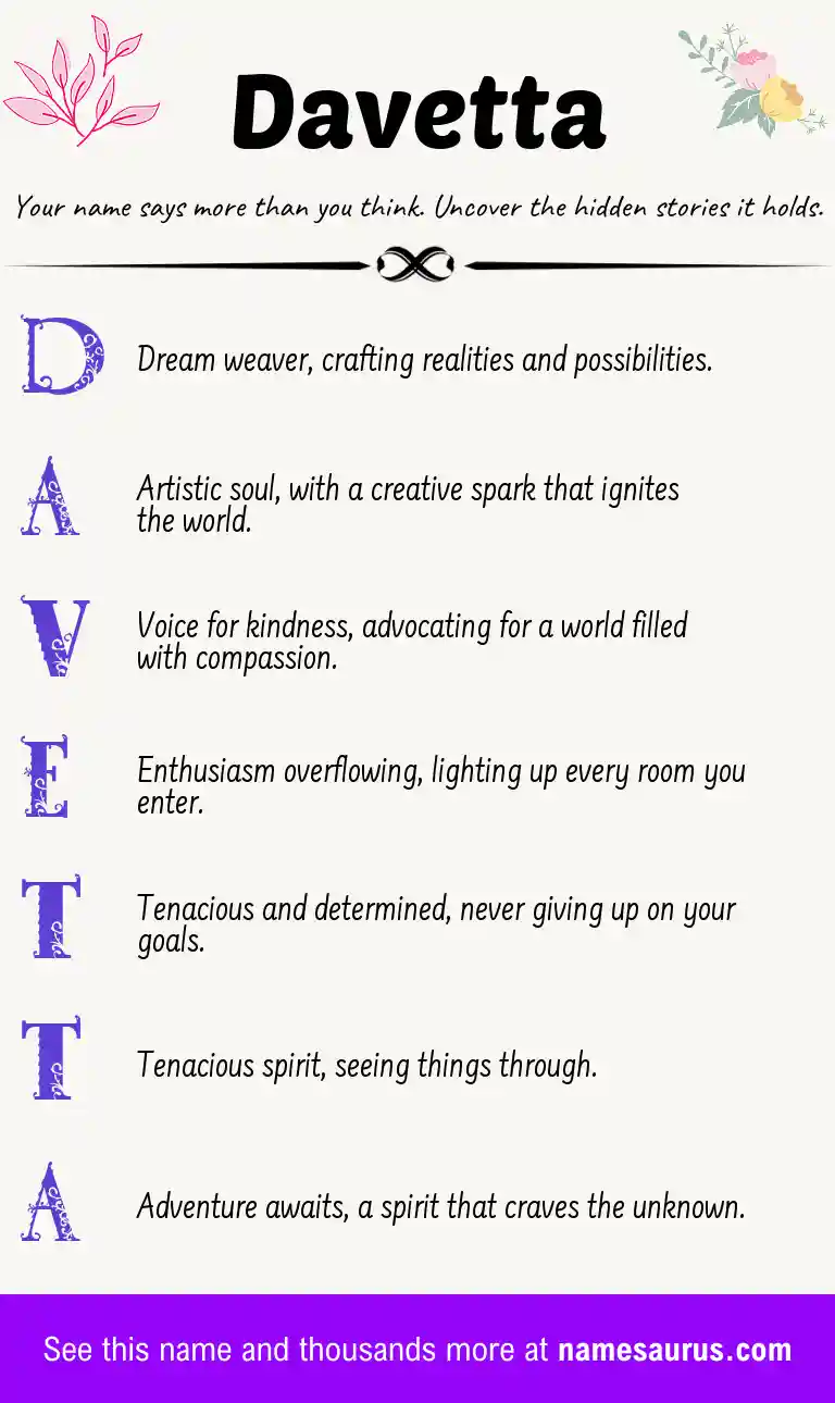 Acrostic poem about Davetta.
