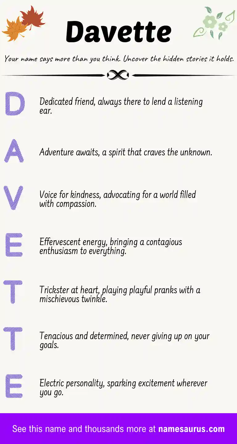 Acrostic poem about Davette.
