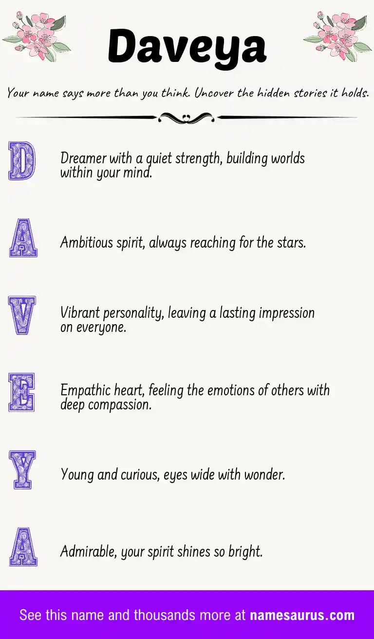 Acrostic poem about Daveya.