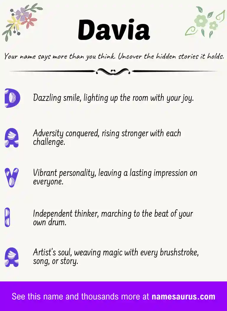 Acrostic poem about Davia.
