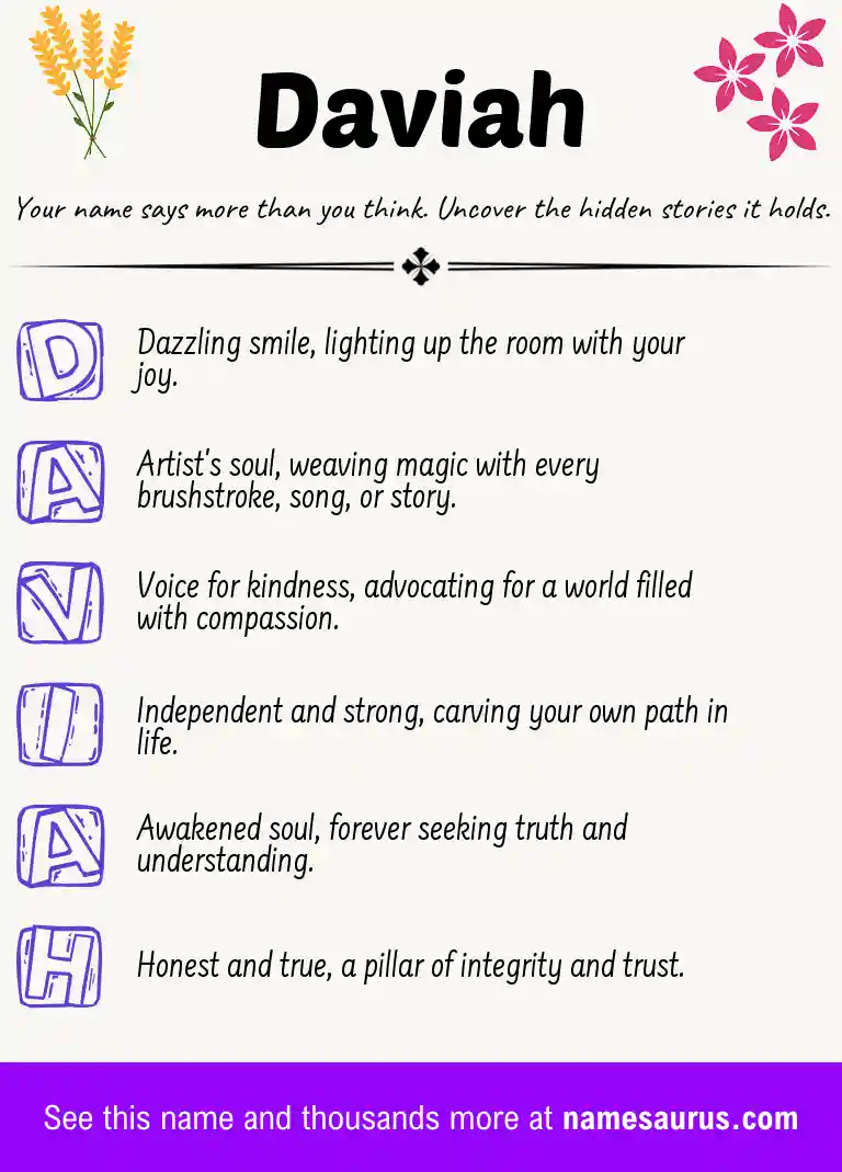 Acrostic poem about Daviah.