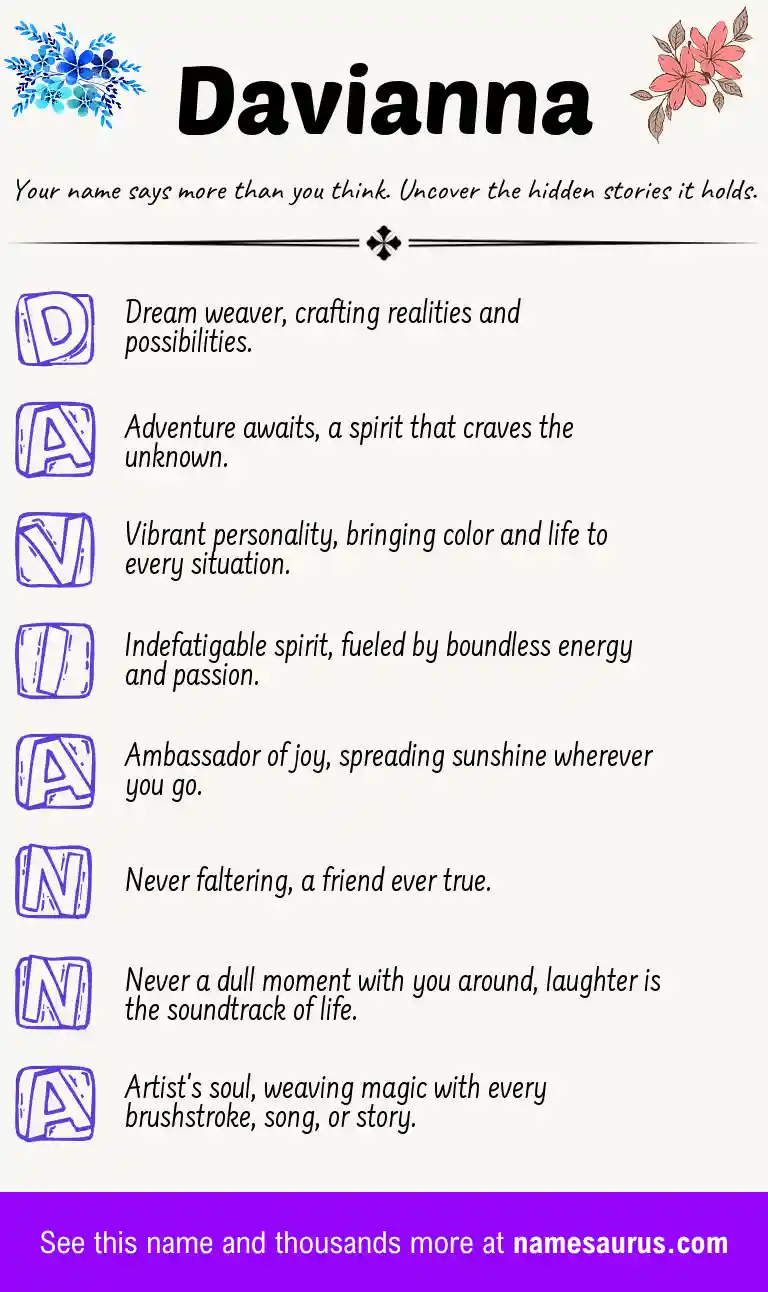 Acrostic poem about Davianna.