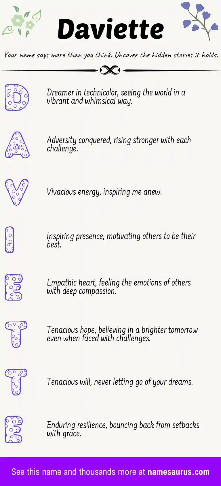 Acrostic poem about Daviette.