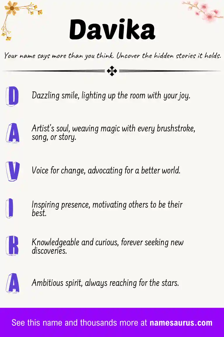 Acrostic poem about Davika.