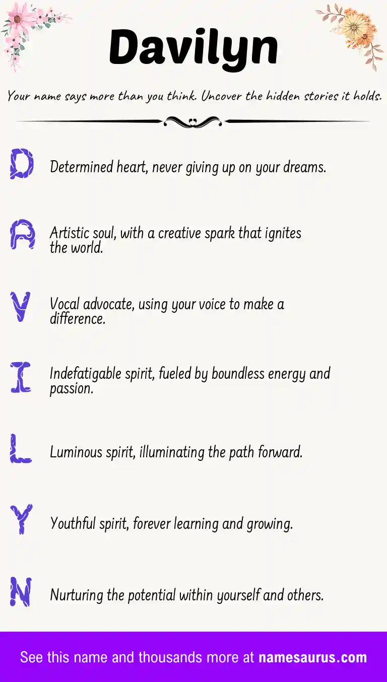 Acrostic poem about Davilyn.