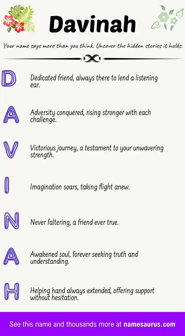 Acrostic poem about Davinah.