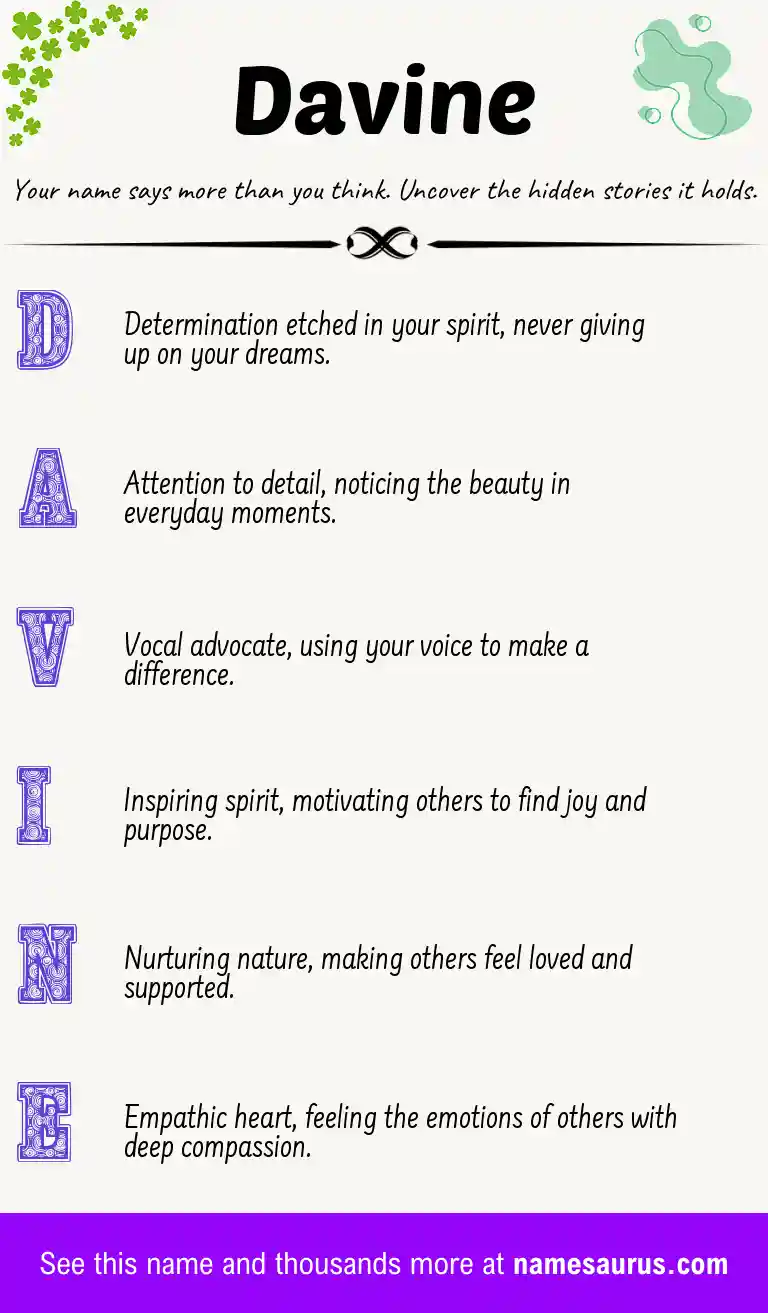Acrostic poem about Davine.