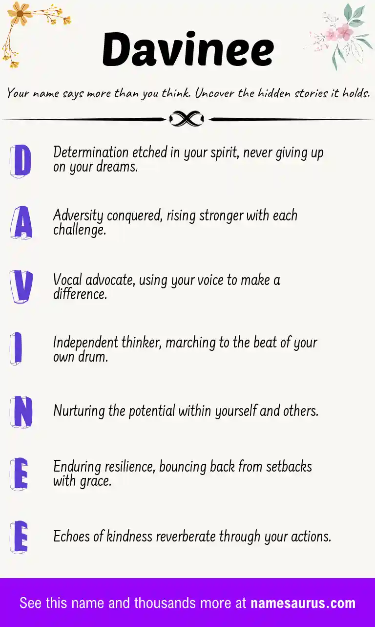 Acrostic poem about Davinee.