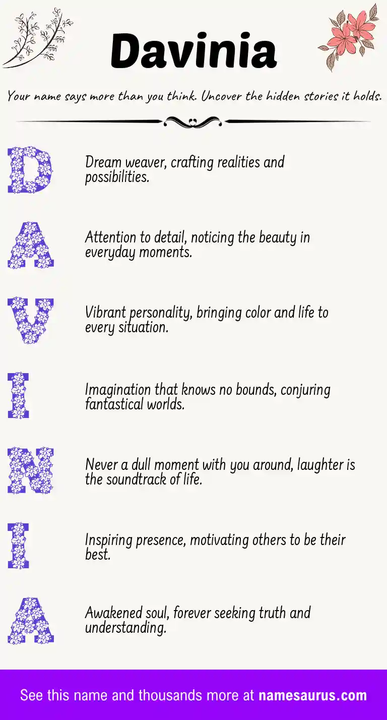 Acrostic poem about Davinia.