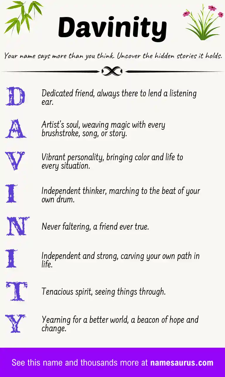 Acrostic poem about Davinity.