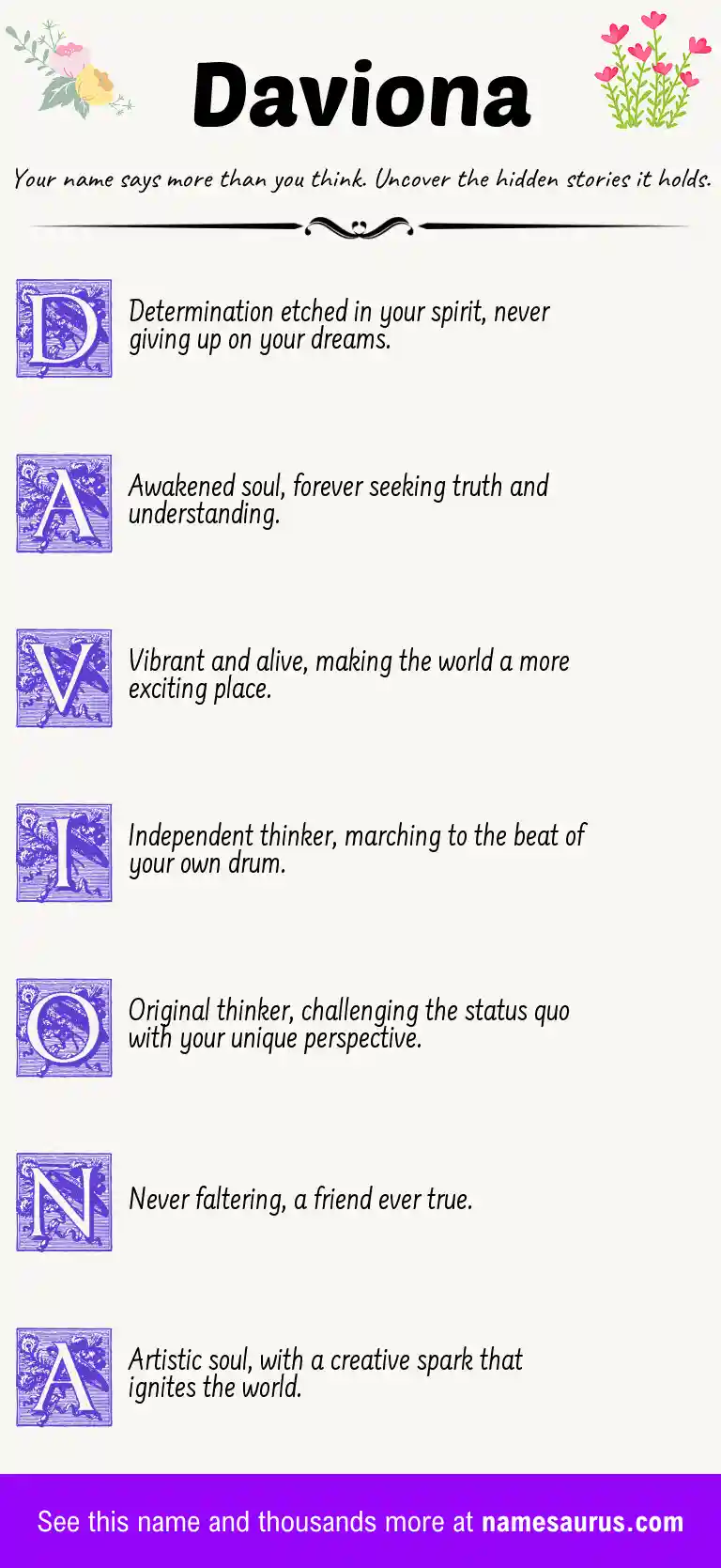 Acrostic poem about Daviona.