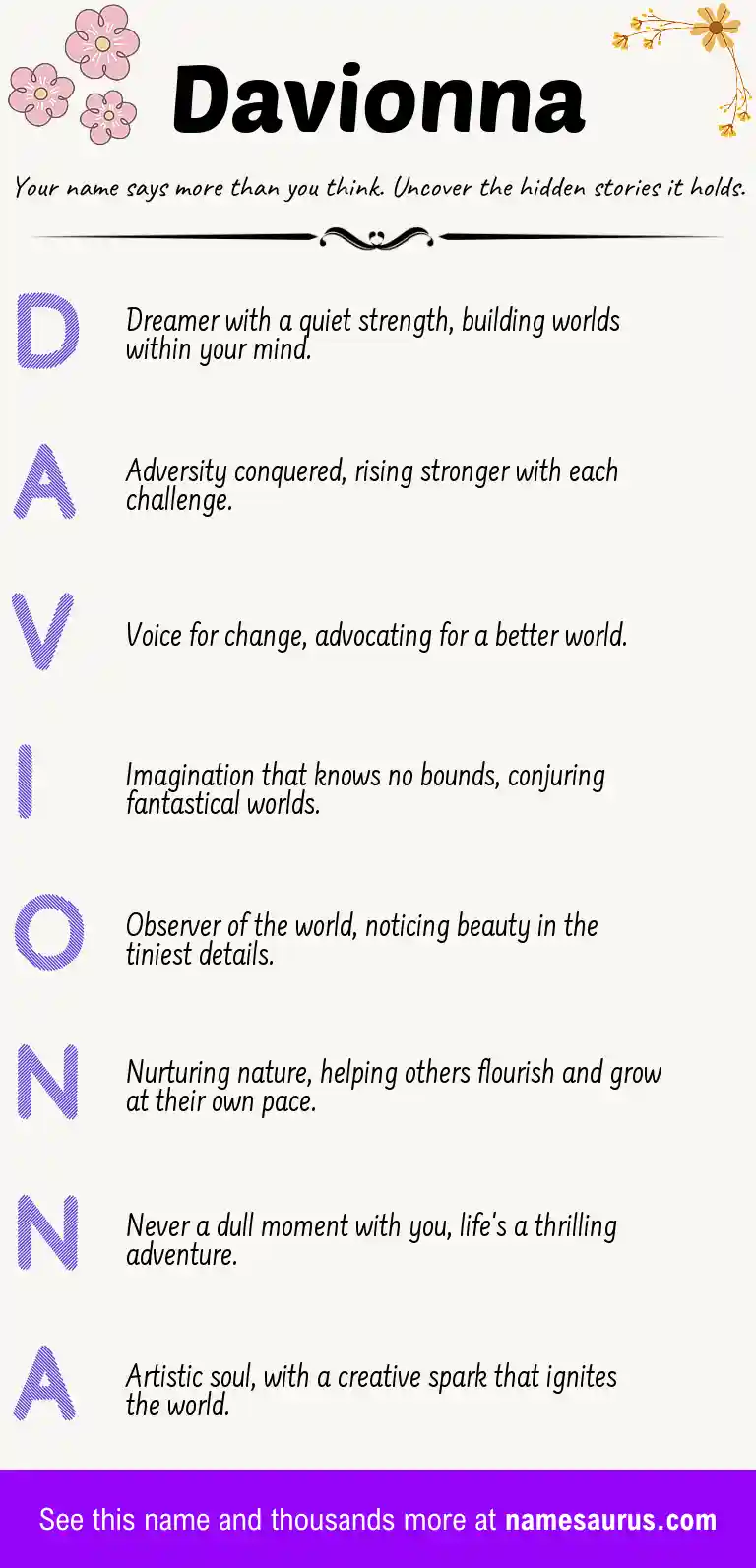 Acrostic poem about Davionna.